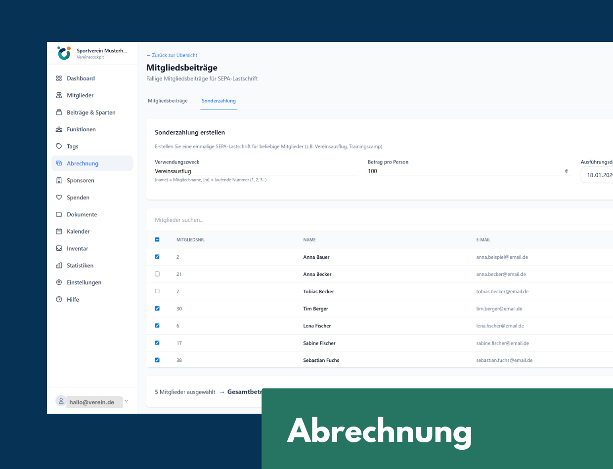 Funktionen Abrechnung